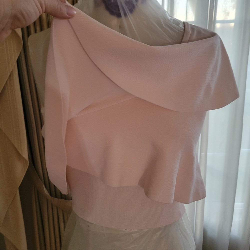 Bebe One-Shoulder Pink Ruffle Top - Picture 9 of 10
